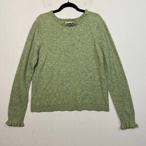 Sundance Women’s Green Ruffle Neck Wool Cashmere Pullover Sweater Preppy Large